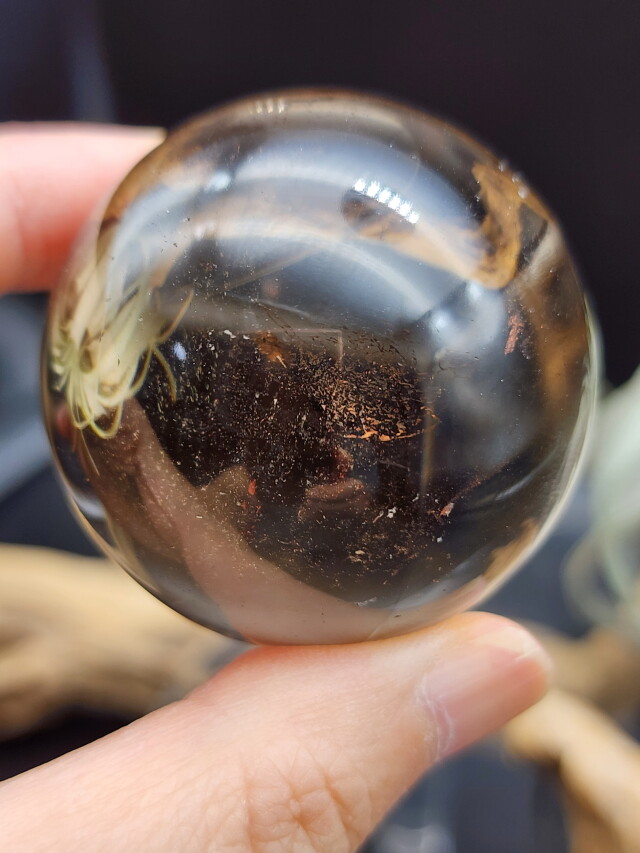 高品質 スモキークォーツスフィアNo.2076 ブラジル産]天然無着色