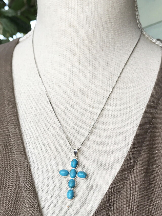 ターコイズ・クロス・ペンダントトップ TUR017