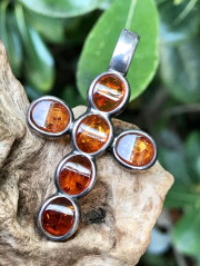 アンバー・クロス・シルバーペンダントトップ AMB001