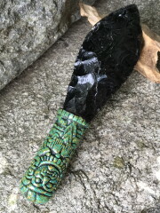 メキシコ産オブシディアン＆ターコイズ・マヤ文明ソード（ワンド） OBS017