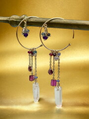 【terra&gaia】ピンクレムリアン・ジュエリーポイント・ピアス「祝福」 TAG068