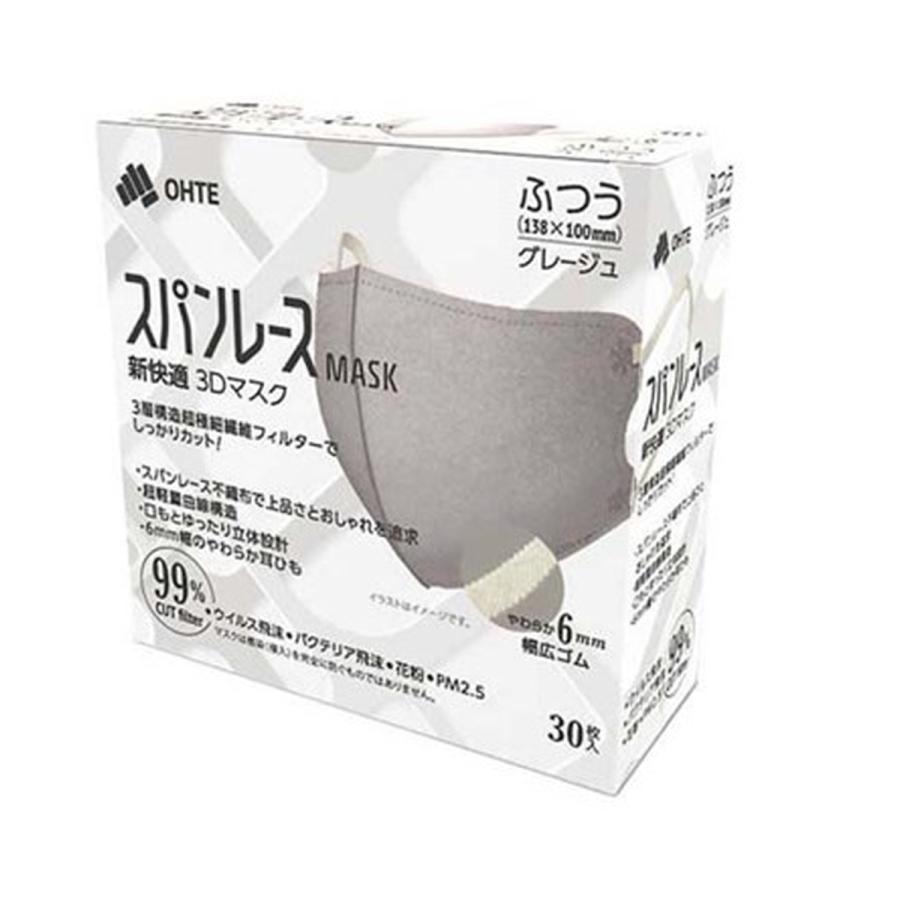 ★お1人様5ケースまで限定特価★【三国堂】3Dマスク　スパンレース マスク 　グレージュ 30枚 ★1個 550円が【48個１ケース】まとめ買いでお得っ!!1個 405円に!!  (4570097350464)