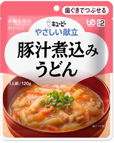 ★新！★豚汁煮込みうどん（１００ｇ/７６Kcal）  180円★【ケース販売/３６袋入】やさしい献立（区分２：歯ぐきでつぶせる） (155000176)