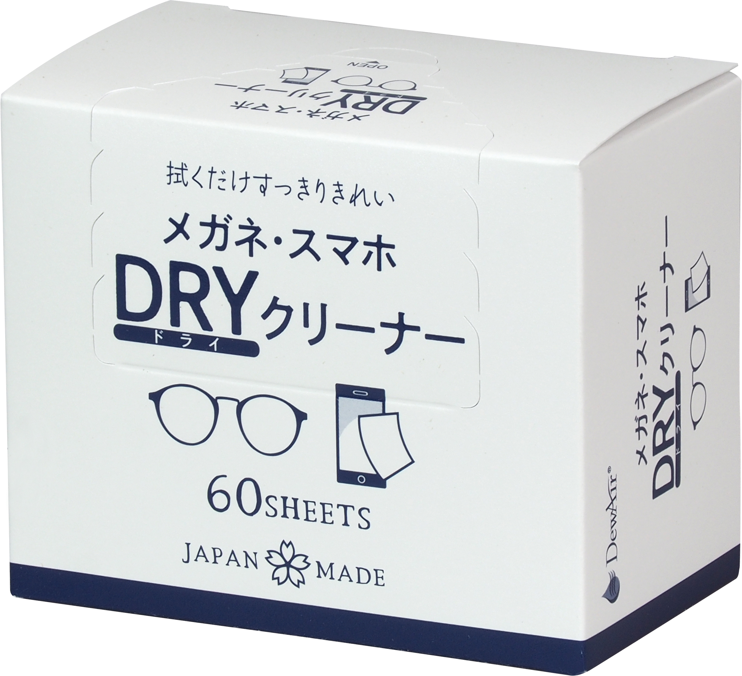★業界最安値★【小津産業】DewAir メガネ・スマホDRYクリーナー 60枚入　90x150mm★1個 440円【１ケース/100個】 (4970512001771)