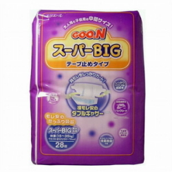 大王製紙 グーン　スーパーＢＩＧ　テープ止めタイプ　２８枚　1930円 【ケース販売/4個入】 (140931101)