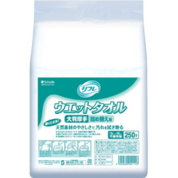 ★超特価★【からだふき】リフレ　ウエットタオル大判厚手　詰替用　１８Ｘ３０ｃｍ　２５０枚入　２５１２円【ケース販売/６袋入】 (140730101)