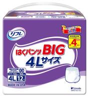 リフレはくパンツBIG 4Lサイズ 4回吸収 12枚入 １Ｐなんと2,980円【ケース/4袋入】 (4904585042102)