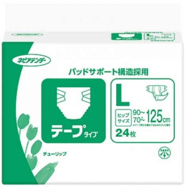 病院・施設・業務用 ネピアアテンダー　テープタイプ　Lサイズ　24枚　1000cc吸収★2620円【ケース販売/3袋入】