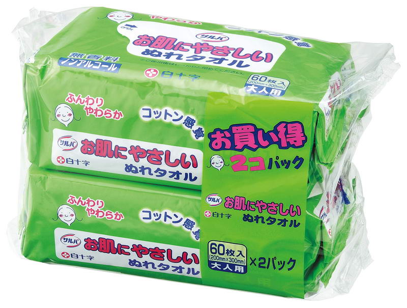 白十字サルバお肌にやさしいぬれタオル　お得用　２袋セット