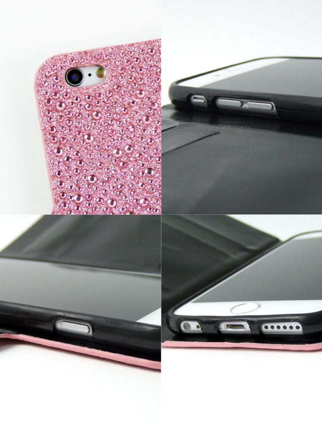 iPhone6s/6】明るく楽しいストーンデコレーション手帳型ケース