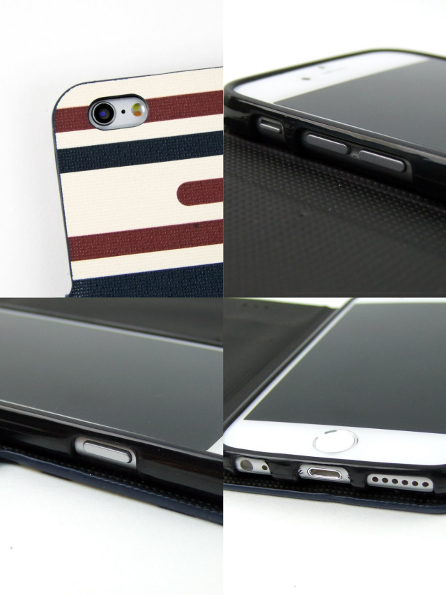 ボーダー柄手帳型スマホケース