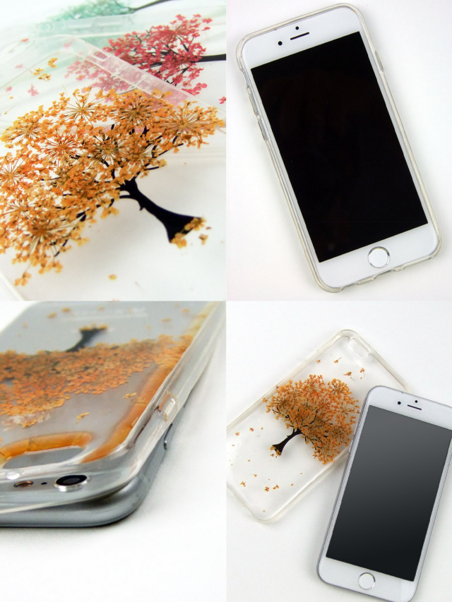 スマホカバー押し花ドライフラワーデザイン