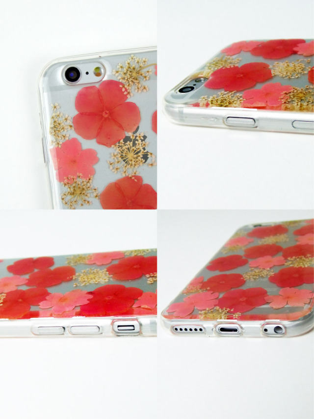 iPhone6/6s】四つ葉 クローバー ドライフラワークリアケース 天然