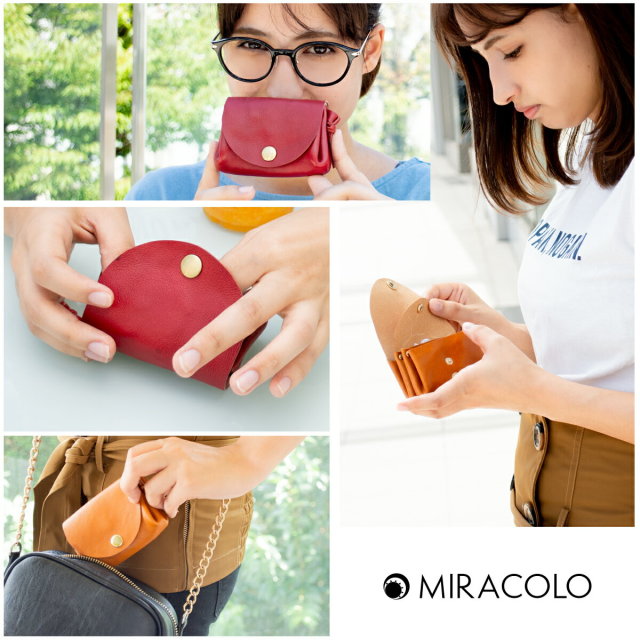 MIRACOLO ダブルフラップボタン イタリアンレザー ミニ財布