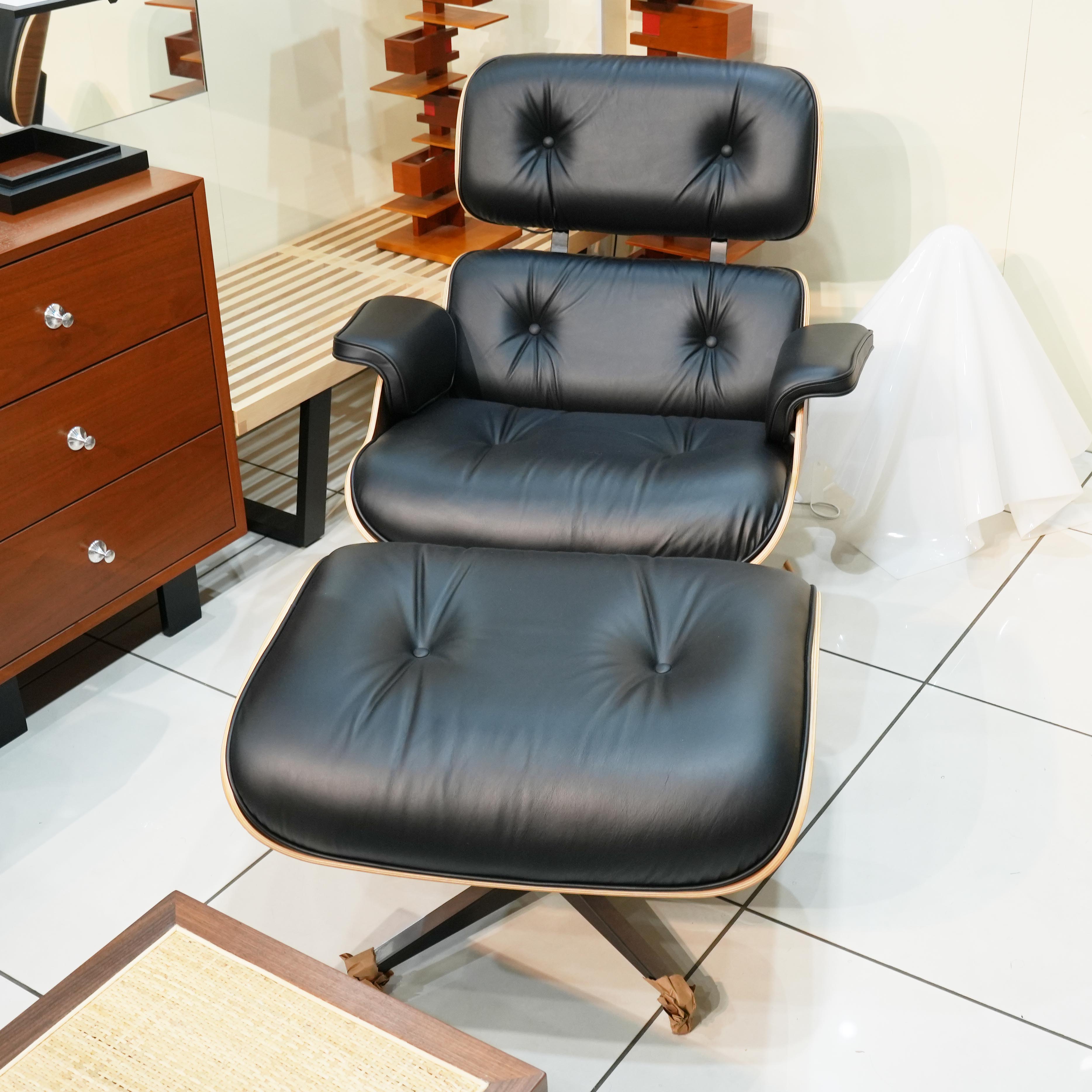 展示品　イームズ　本革　ウォールナット　ラウンジチェア　オットマン　セット　高級 楽天市場】イームズラウンジチェア オットマンセット 総本革仕様