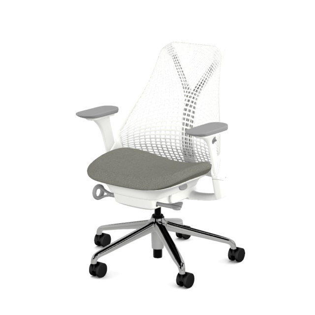 【在庫あり】【ハーマンミラー正規販売店】セイルチェア Sayl Chair ホワイト/フェザーグレー フルアジャスタブルアーム ポリッシュドベース C7キャスター