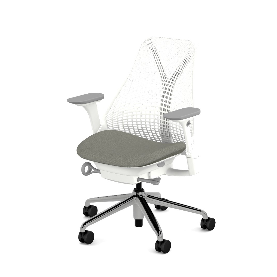 【在庫あり】【ハーマンミラー正規販売店】セイルチェア Sayl Chair ホワイト/フェザーグレー フルアジャスタブルアーム ポリッシュドベース C7キャスター