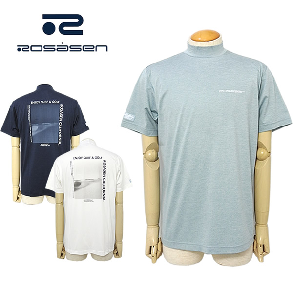 【SALE 30%OFF】ロサーセン ゴルフウェア メンズ モックネック 半袖 ストレッチ 吸水速乾 UVケア 気化熱冷感 バックプリント 044-21444 ROSASEN 2024年春夏 セール