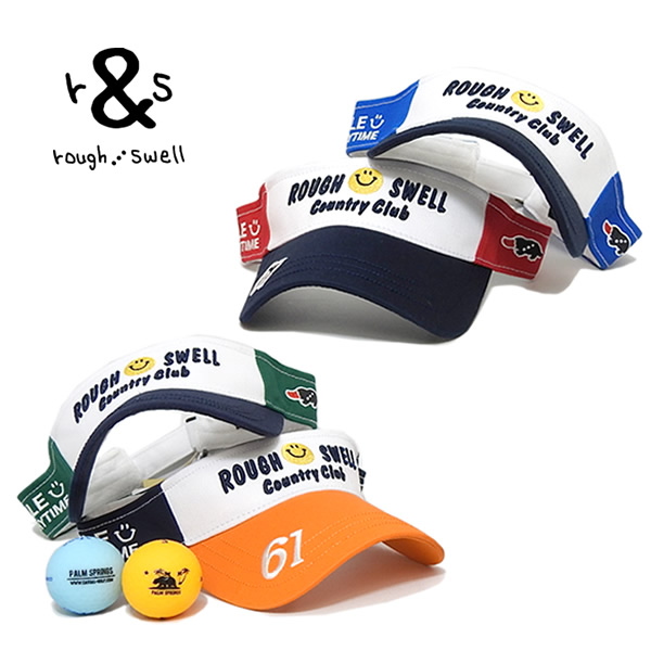 ラフアンドスウェル サンバイザー メンズ レディース ゴルフ コットン マルチカラー ロゴ刺繍 rough&swell RSA-25009 SMILE SUN VISOR 2025春夏