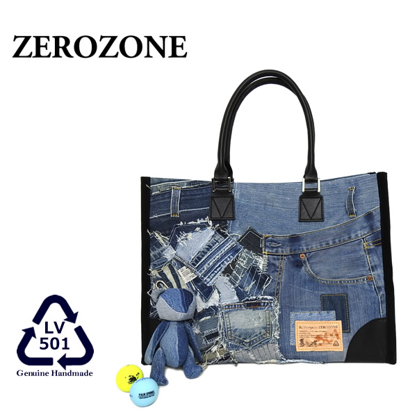ゼロゾーン トートバッグ ボストンバッグ メンズ レディース ゴルフ デニム 古着 リーバイス501 リメイク 日本製 ZEROZONE ZZ25-BT01 数量限定 ラッピング不可