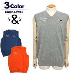 ラフアンドスウェル ベスト ニット メンズ ゴルフ Vネック コットン 軽量 rough&swell RSM-22088 FAIRWAYFEVERVEST 2022春夏