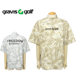 グラビス メンズ ゴルフ モックネック ストレッチ シダ柄 リーフプリント gravis golf GGM-4A-AA02