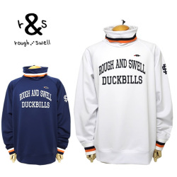 ラフアンドスウェル メンズ ゴルフウェア オフタートル スウェット ダンボールニット ストレッチ プリント 刺繍 rough&swell RSM-25210 TRICOLOR OFF TURTLE 2025秋冬