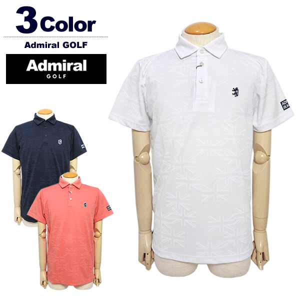 アドミラルadmiral 半袖ポロシャツ　ゴルフウェア　XL ホワイト Admiral Golf アドミラル ゴルフ メンズ 冷感パフォーマンス
