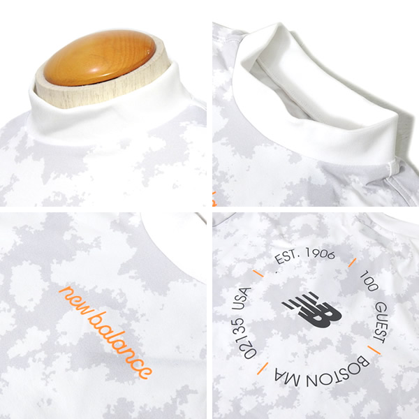 new balance ニューバランス モックネック 総柄 白 XL カジュアルゴルフドットコムby PALM SPRINGSにnew balance golf
