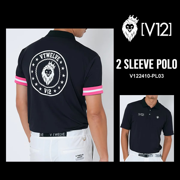【未使用】Vtwelveゴルフ　サイドラインポロシャツ　XL ブラック 未使用】Vtwelveゴルフ サイドラインポロシャツ XL ブラック 未