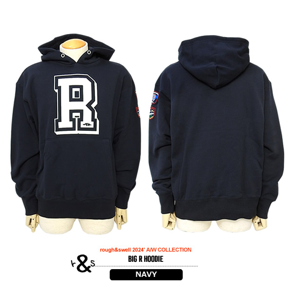 rough&swell［ラフアンドスウェル］BIG R HOODIE/ビッグロゴ裏毛  
