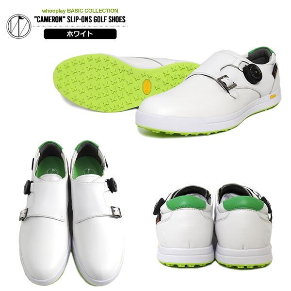 新品　whooplay ゴルフシューズ ホワイト/イエロー　メンズ カジュアルゴルフドットコムby PALM SPRINGSにwhooplay