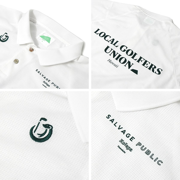 SALVAGE PUBLIC ポロシャツ M ホワイト SALVAGE PUBLIC KOLEPA［サルベージパブリックコレパ］Nu'uanu DOTMESH