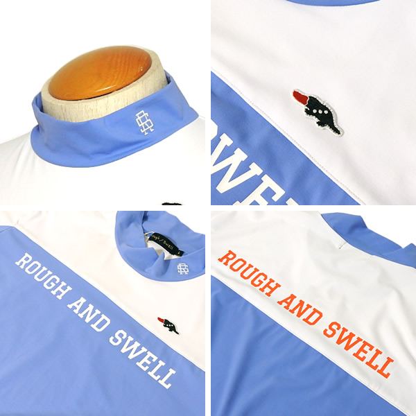 rough and swell 長袖シャツ M ブルー/白 rough&swell［ラフアンドスウェル］GOLFER KING MOCK/半袖モック