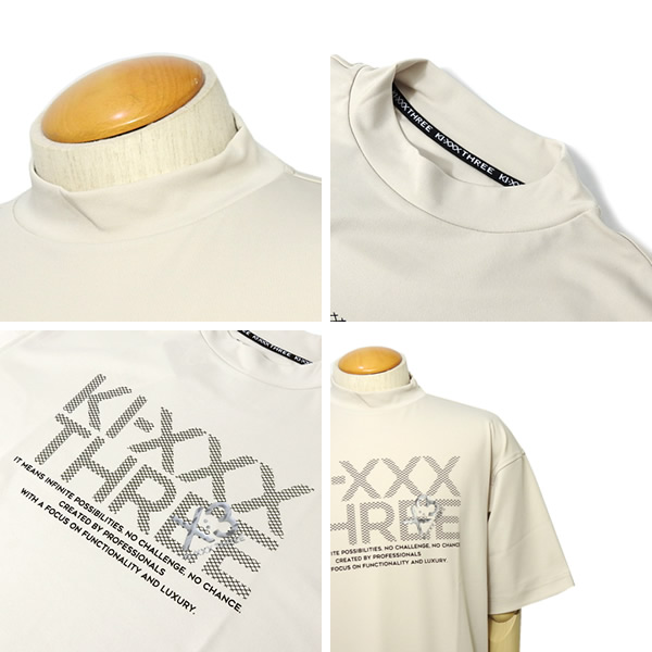ハイネックシャツ メンズ キックスリー KI-XXX THREE ゴルフウェア KI-XXX THREE［キックスリー］グラフィックモックネックシャツ