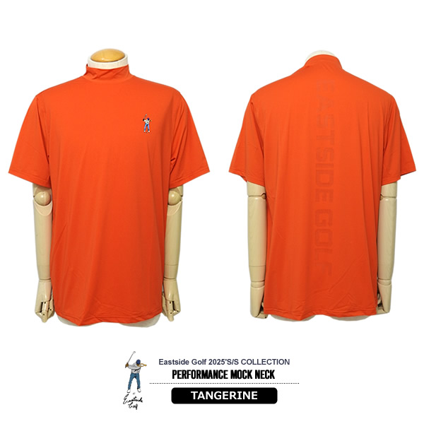 レザレクション オレンジ モックネック Lサイズ ゴルフシャツ Eastside Golf［イーストサイドゴルフ］PERFORMANCE MOCK NECK