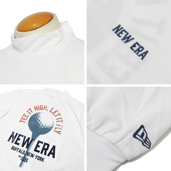 NEWERA GOLF 長袖 モックネック ゴルフボール ホワイト XLサイズ NEW ERA GOLF［ニューエラゴルフ］HighNeck KANOKO TEE golf