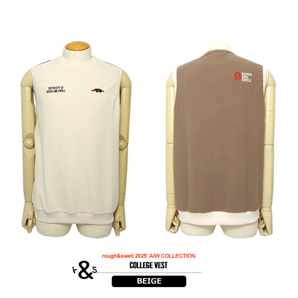 rough&swell［ラフアンドスウェル］COLLEGE VEST/マイクロフリース