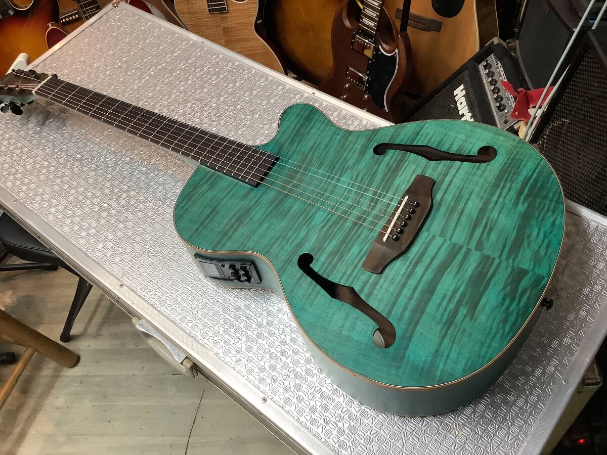 ARIA FET-F2 STBL Stained Blue Fホール エレアコ サテン ギター専門店