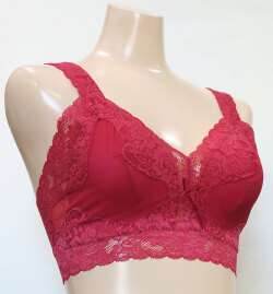 「[le miaou]キャッツ」＃０６６３ Ｍ Chipie 波型レース　乳がん対応　ノンワイヤーブラ・ソフトブラ レッド