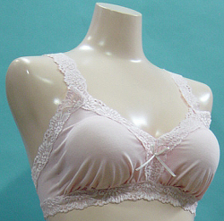 「[le miaou]キャッツ」＃０６７０　洗える レーヨン シルク　ノンワイヤーブラ・ソフトブラ　 Ｍ　ピンク