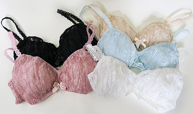 ちょっとアメリカン キュート、レースプリーツ、ノンワイヤーブラ