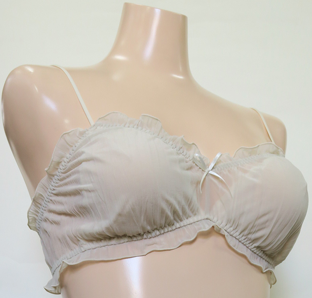 モユル！　プリーツアシメブラジャケ ちょっとアメリカン キュート、レースプリーツ、ノンワイヤーブラ