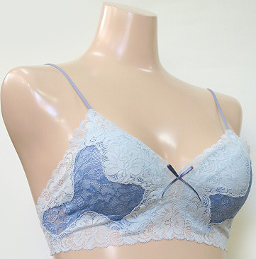 ソフトな華やかさ ツートーンレース ノンワイヤーブラ・ソフトブラ M.L