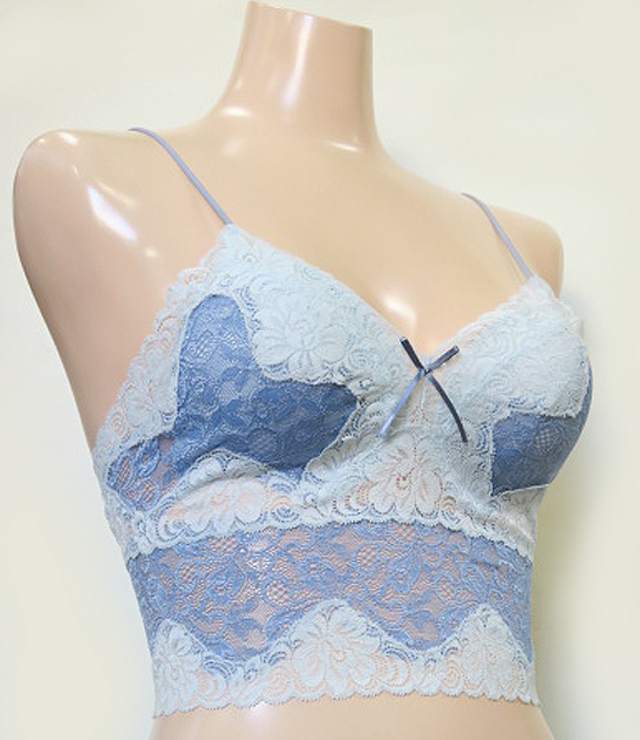 ソフトな華やかさ ツートーンレース ノンワイヤーロングブラ・ソフト
