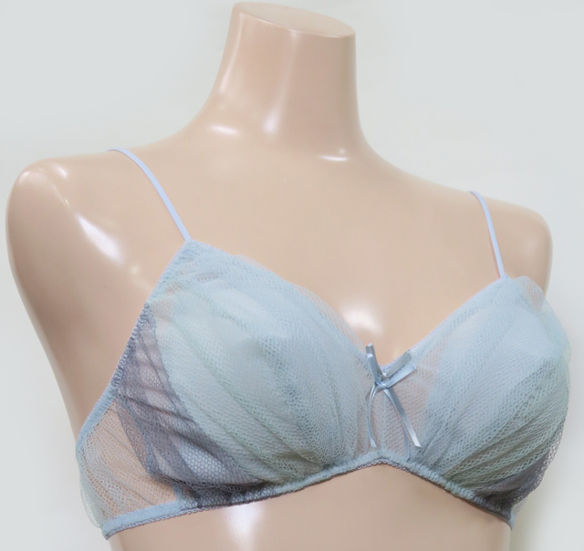 「[le miaou]キャッツ」 ＃０７５7 　　メロンチュール　ノンワイヤーブラ・ソフトブラ　サックス