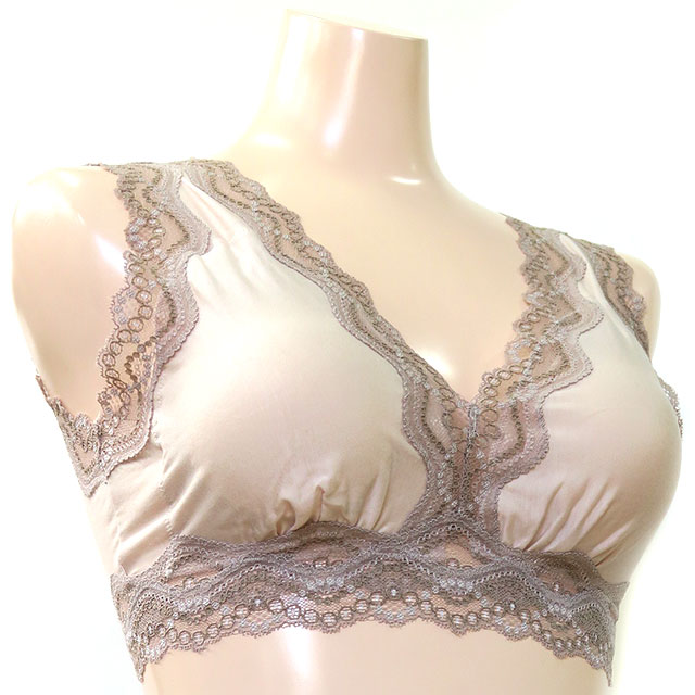 「[le miaou]キャッツ」＃０７７1M Caline　リヨセル　ツーウェイ　乳がん対応　ノンワイヤーブラ・ソフトブラ ベージュ