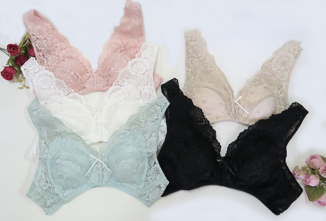 「[le miaou]キャッツ」 ＃０７７９Ｍ　ラウンド型ストレッチレース　ノンワイヤーブラ・ソフトブラ ５カラー