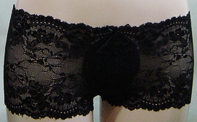 「[le miaou]キャッツ」 ＃５６９３ ８インチストレッチレース  ヒップハンガー　ブラック