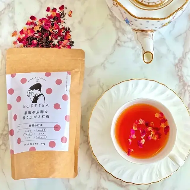 神戸土産 神戸紅茶　鑑定士セレクションリーフ　KSL　薔薇の紅茶８０ｇ
